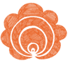 orange and green stencil flowers