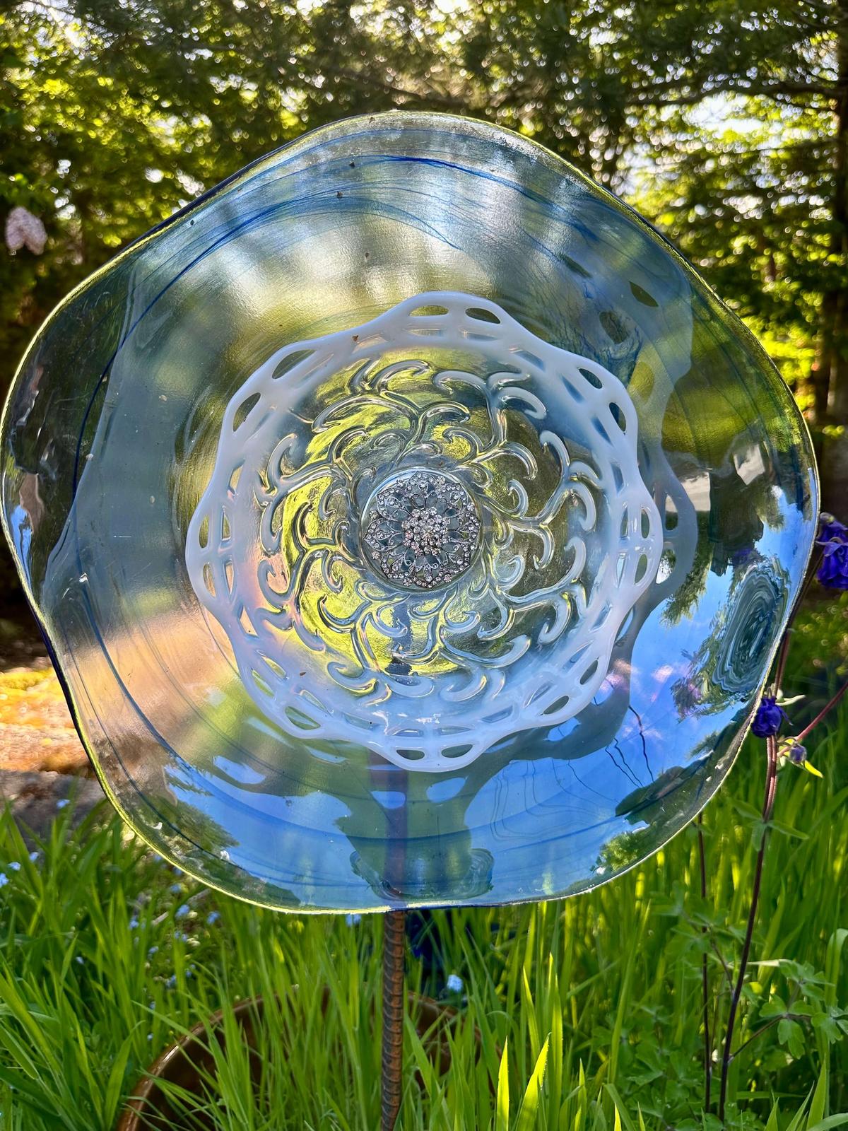 Hand crafted glass lawn flowers by bris blooms