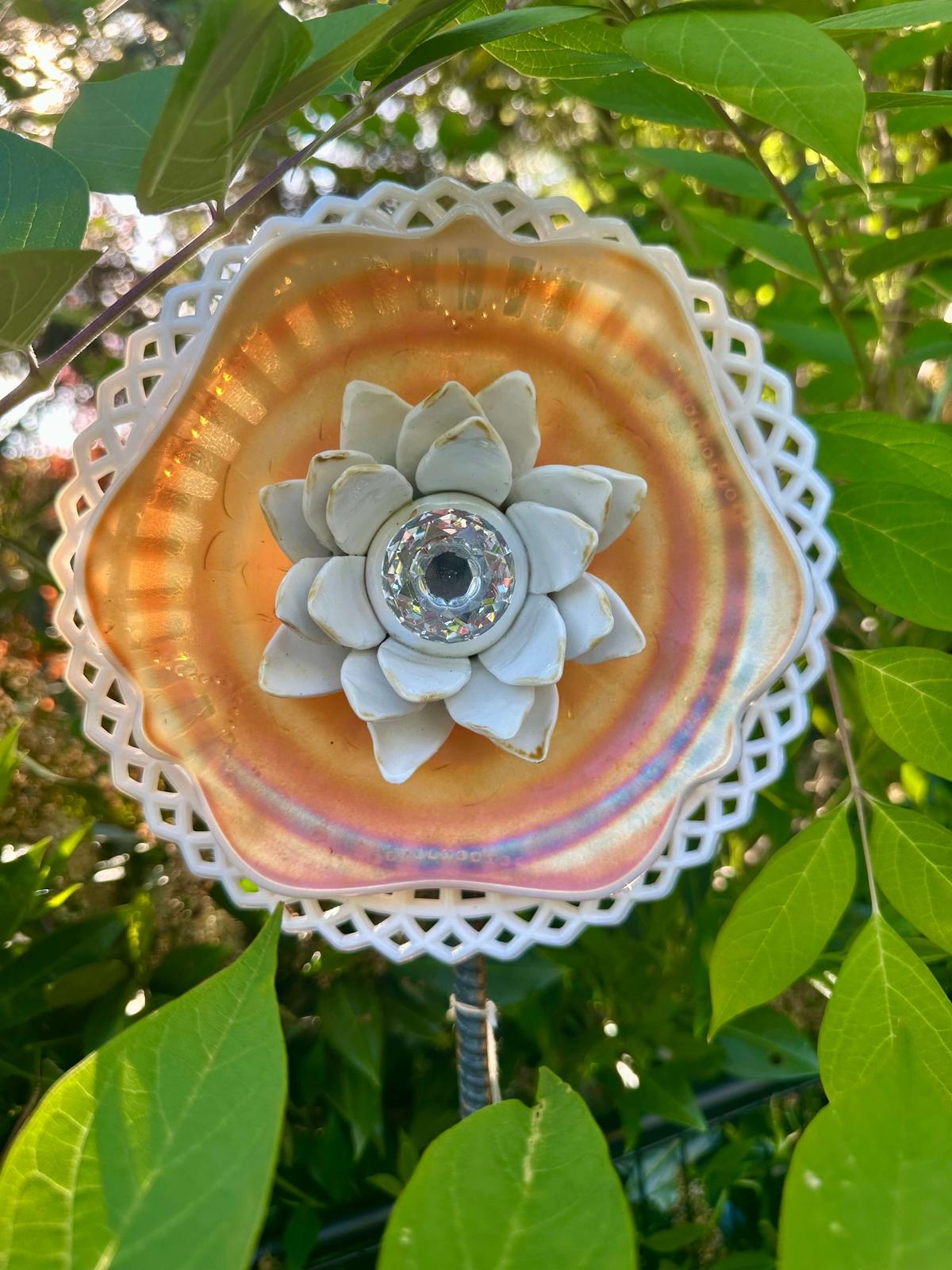 Hand crafted glass lawn flowers by bris blooms