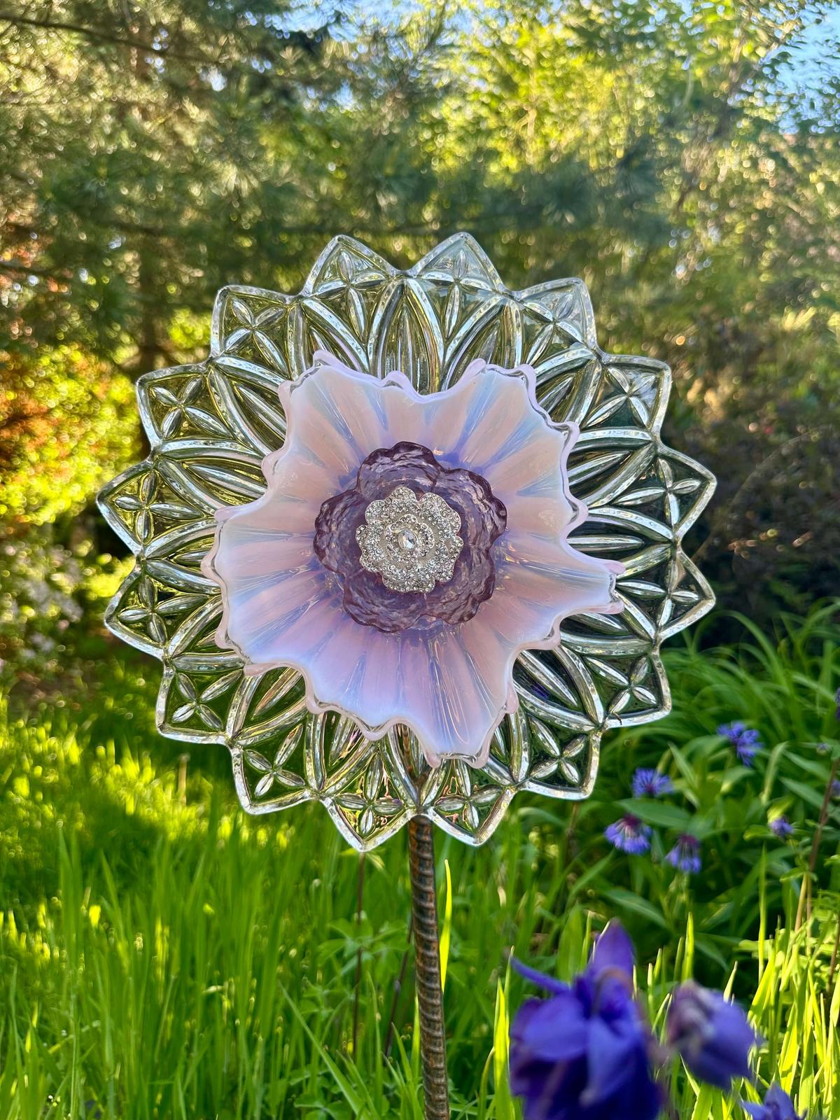 Hand crafted glass lawn flowers by bris blooms