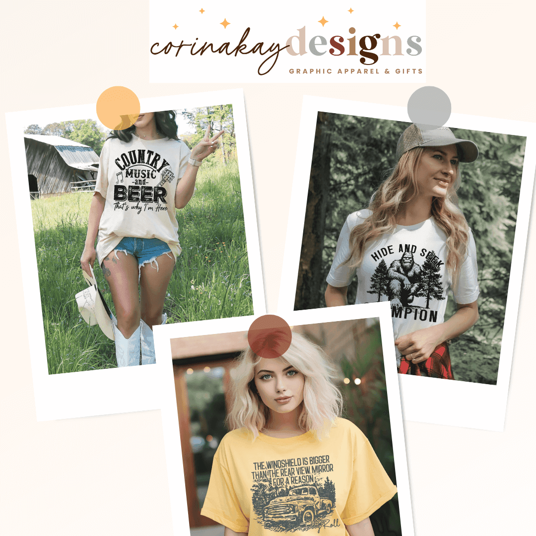 image of graphic apparel and drinkware from corina kay designs