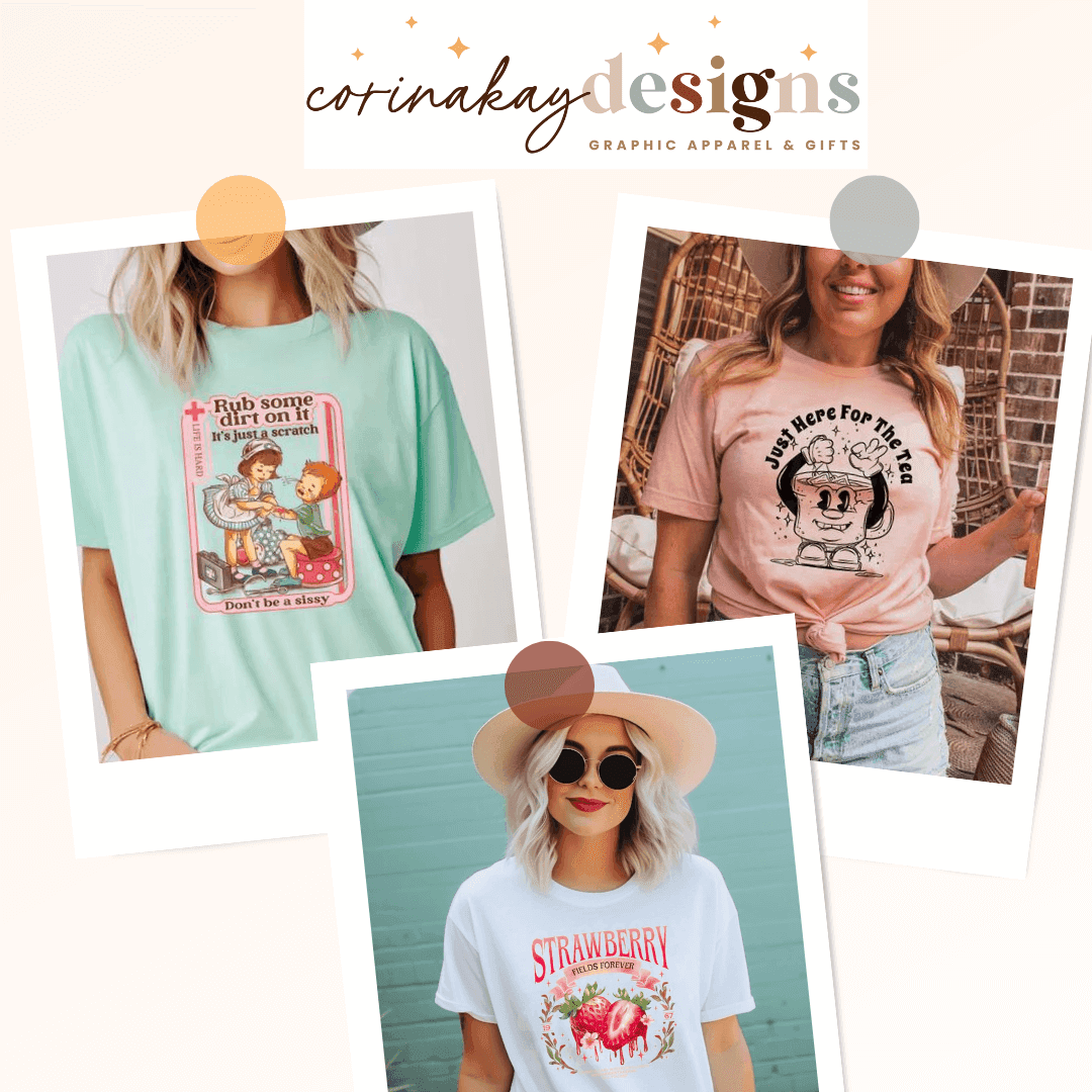 image of graphic apparel and drinkware from corina kay designs
