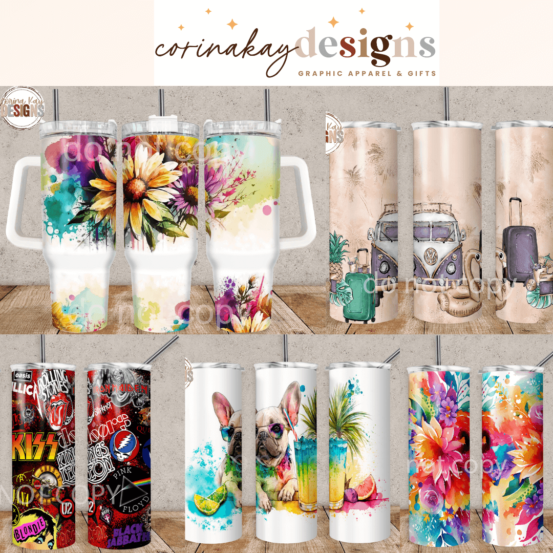 image of graphic apparel and drinkware from corina kay designs