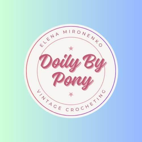 Blue and green gradient with logo for doily by pony