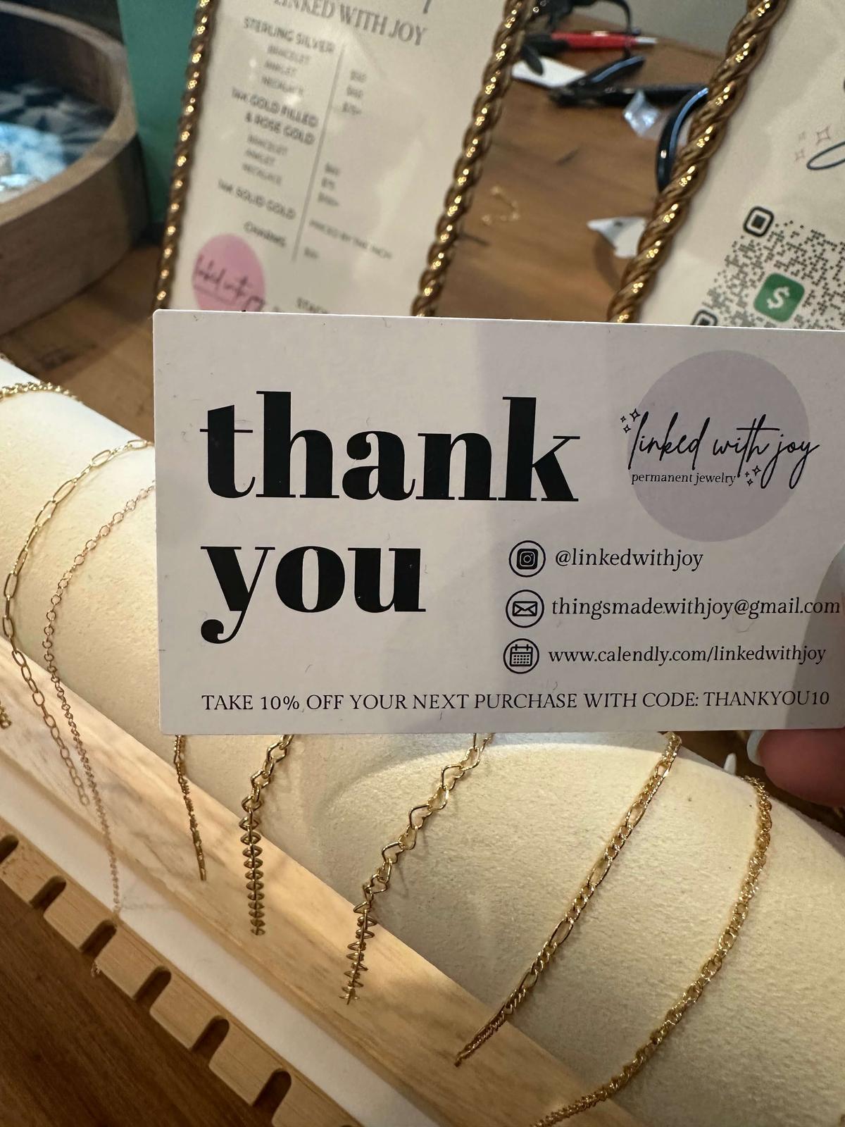 Custom fit permanent jewelry by linked with joy
