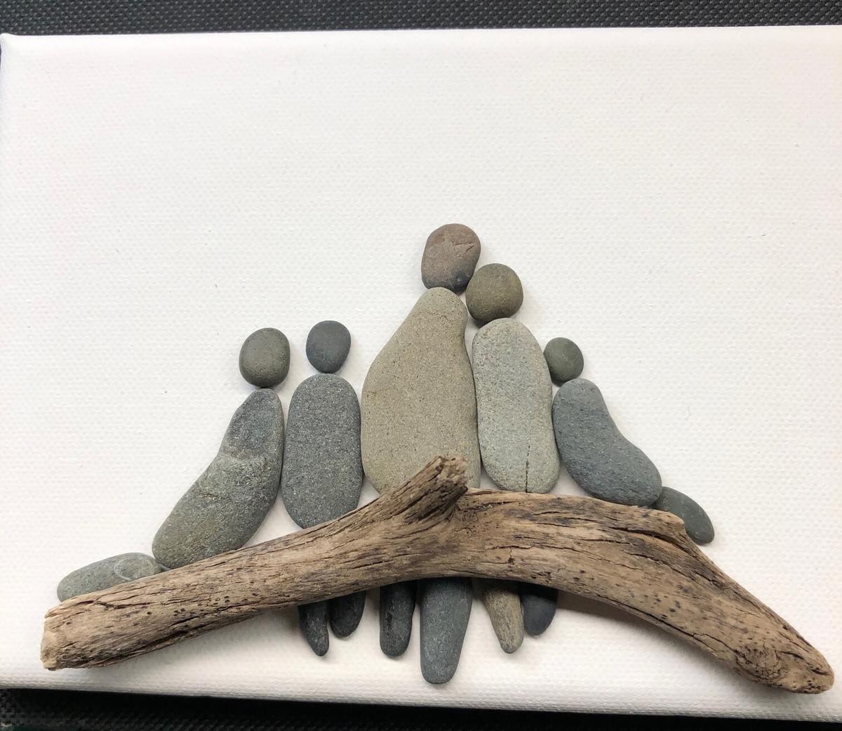 Unique stone and seashell art by red sunset designs
