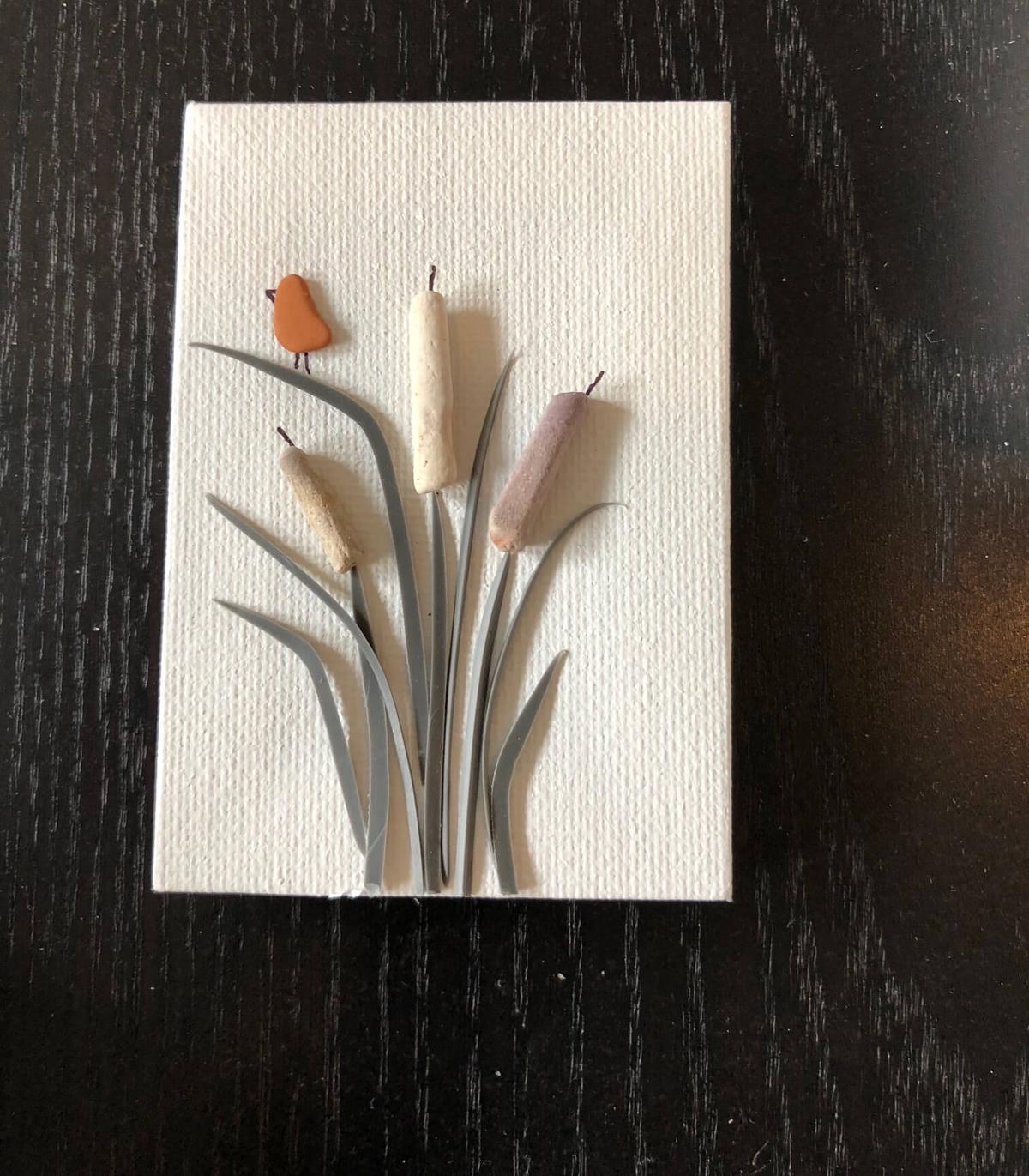 Unique stone and seashell art by red sunset designs