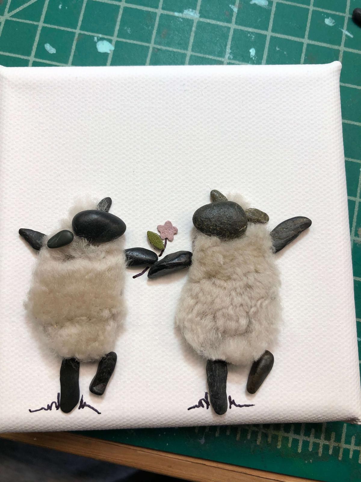 Unique stone and seashell art by red sunset designs