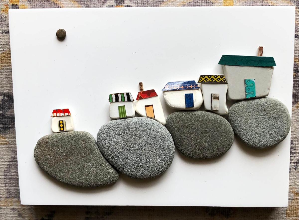Unique stone and seashell art by red sunset designs